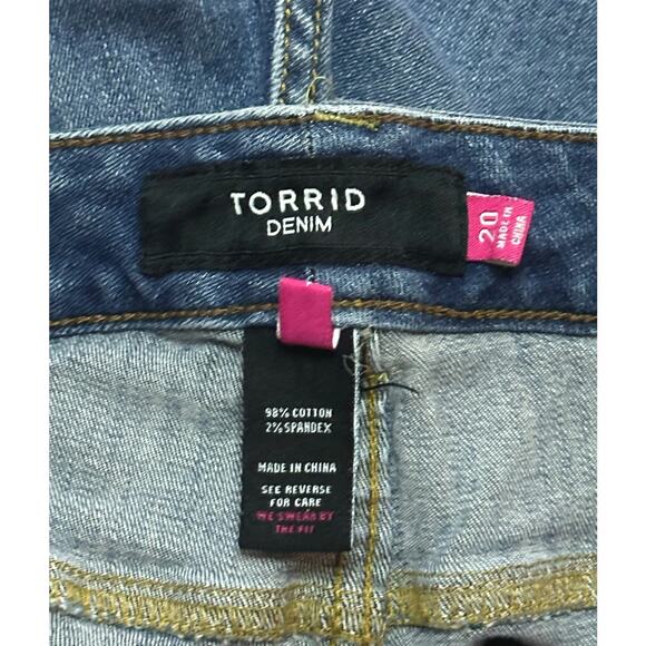 TORRID Distressed Jeans High Rise Medium Wash Slim Straight Denim Stretch 20 - Picture 7 of 8